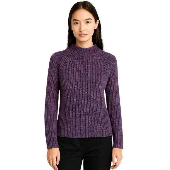 Banana Republic Women's Purple Rib Knit High Neck Long Sleeve Sweater Top Size S - Picture 1 of 4
